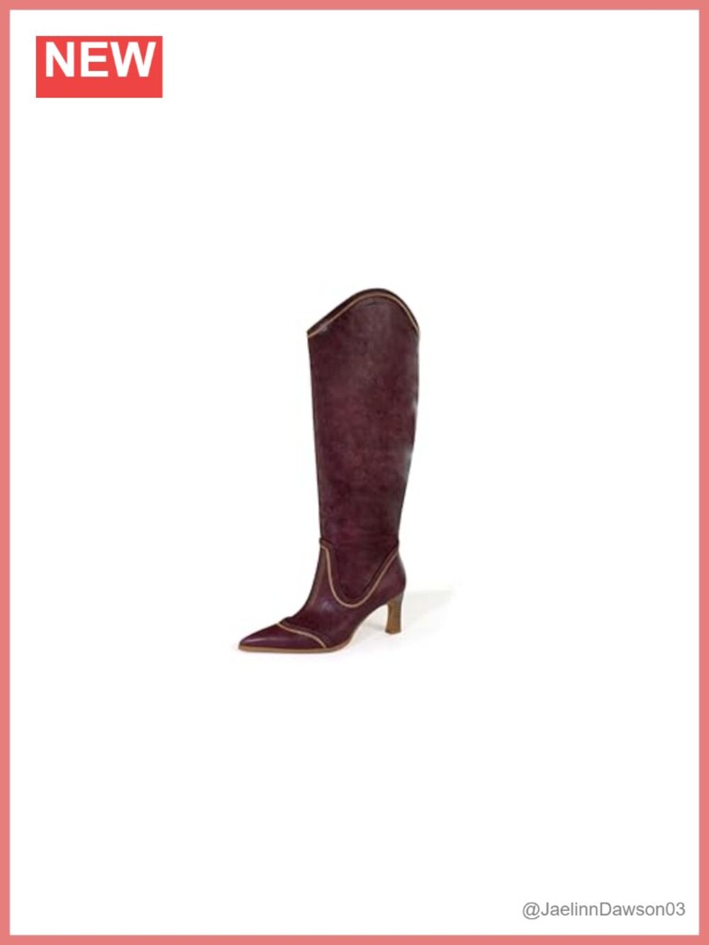Women's Embroidered Cowboy Knee-High Boots Low Chunky Heel Pointed Toe Pull-On